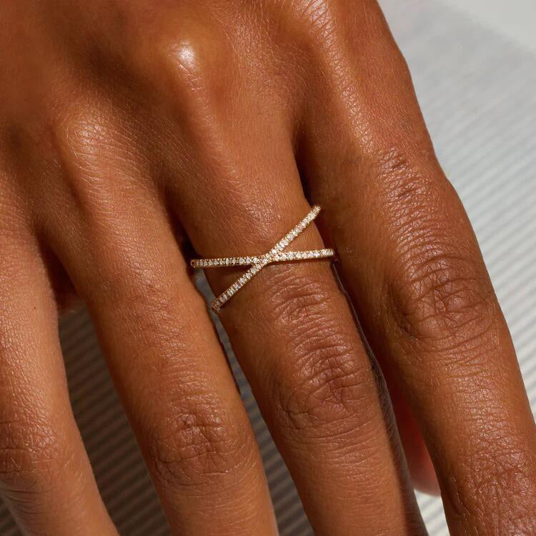 Ria Gold Diamond Cross Ring